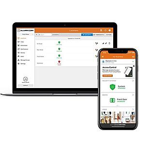 business security dashboard with mobile app